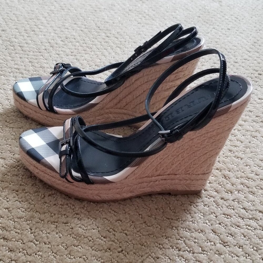 **NEW** Burberry Nova Check Wedge Espadrilles Size 7 - Picture 4 of 7